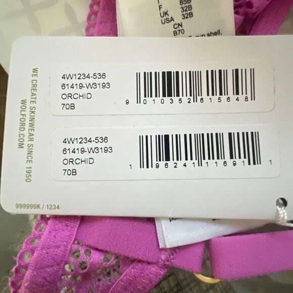 NWT Wolford Straight Laced Demi Cup Bra 70B 32B Orchid - Picture 14 of 14